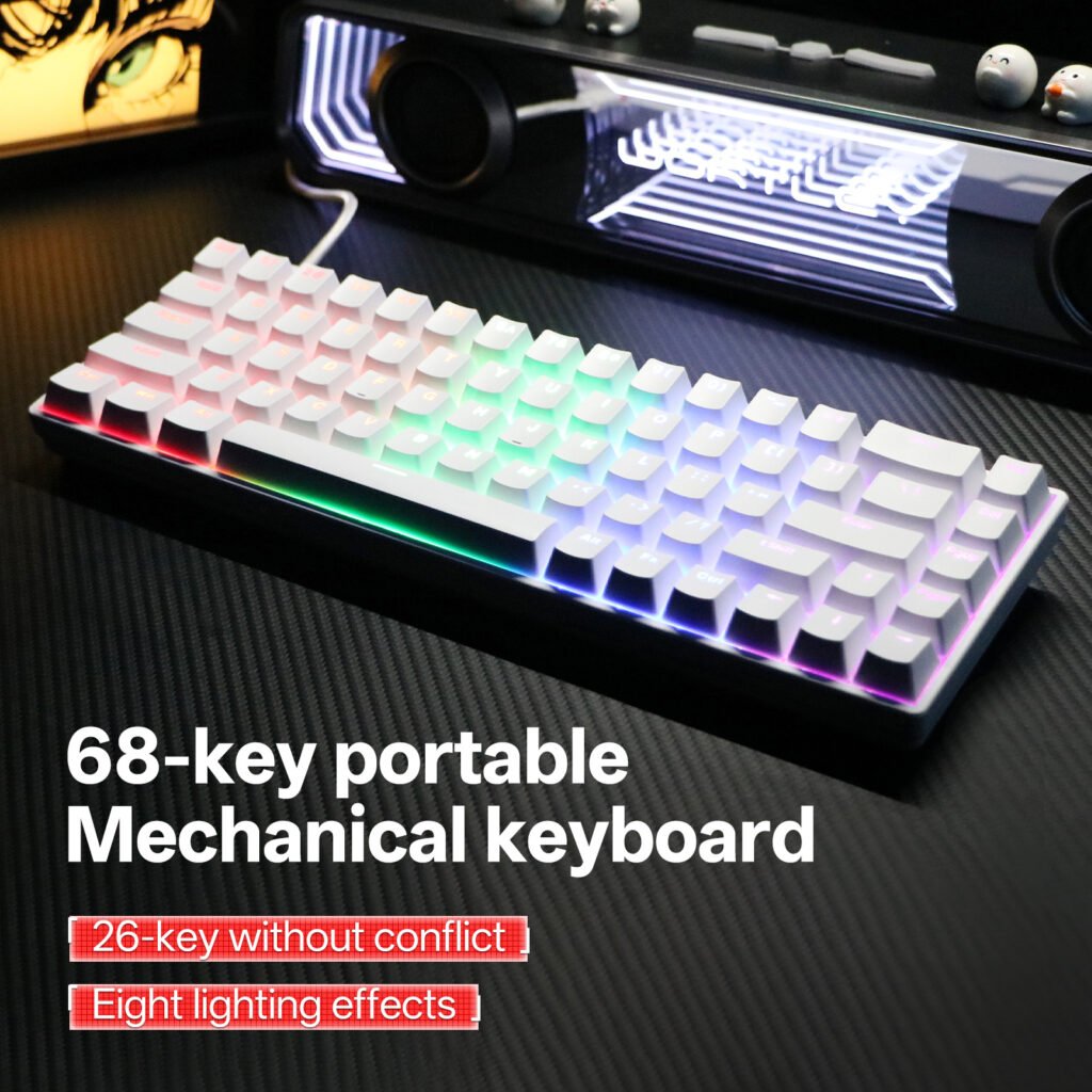 68-Key RGB Mechanical Gaming Keyboard with LED Backlight and Compact Design