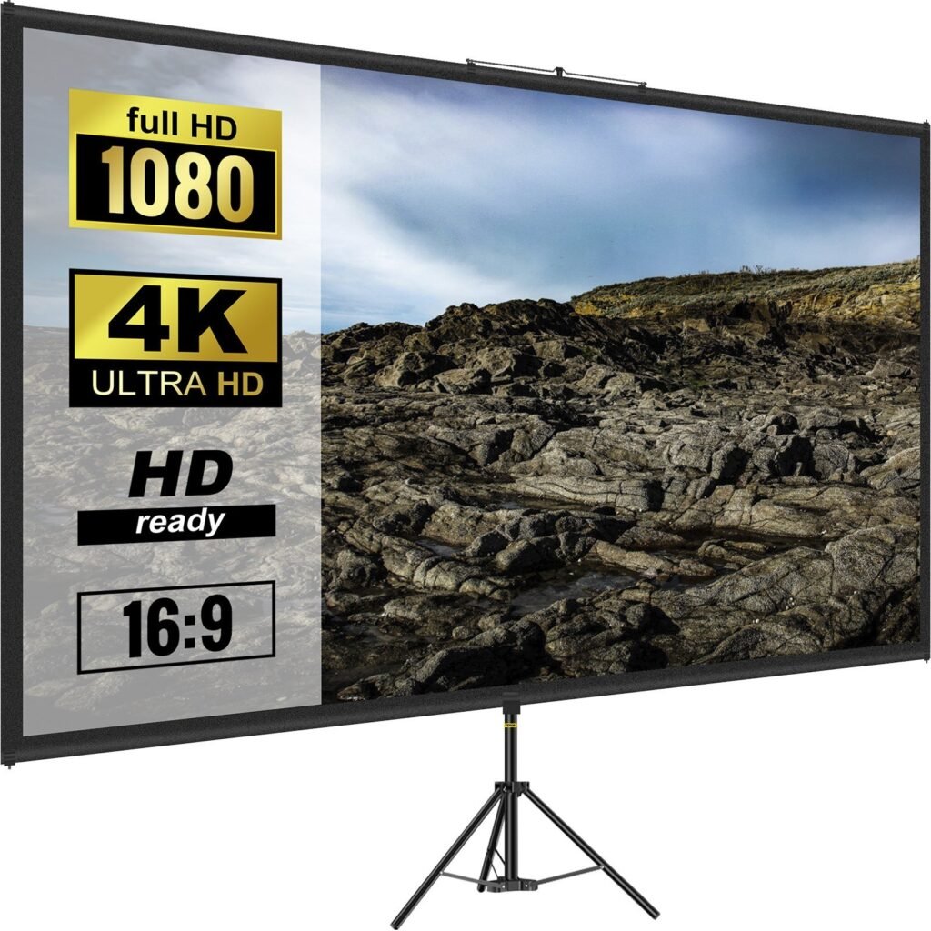 100 Inch Projector Screen with Adjustable Tripod Stand