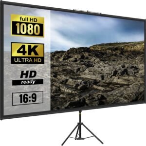 100 Inch Projector Screen with Adjustable Tripod Stand