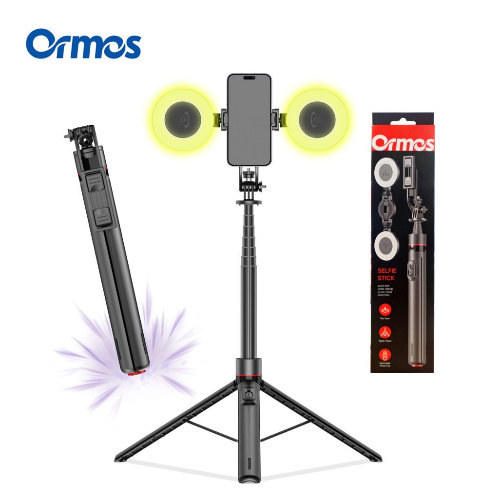 Selfie Stick Tripod with LED Fill Light and Wireless Remote