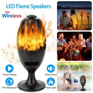 LED Flame Bluetooth Speaker Waterproof Wireless Stereo Sound