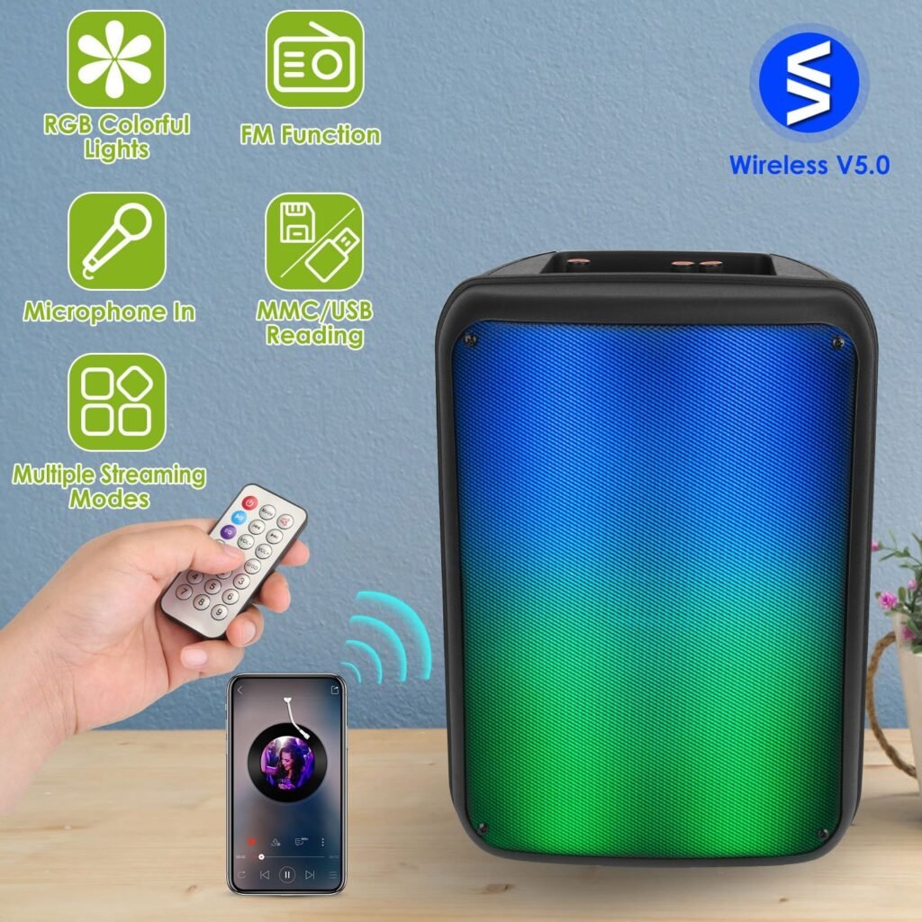 8-Inch Portable Bluetooth Party Speaker with LED Lights